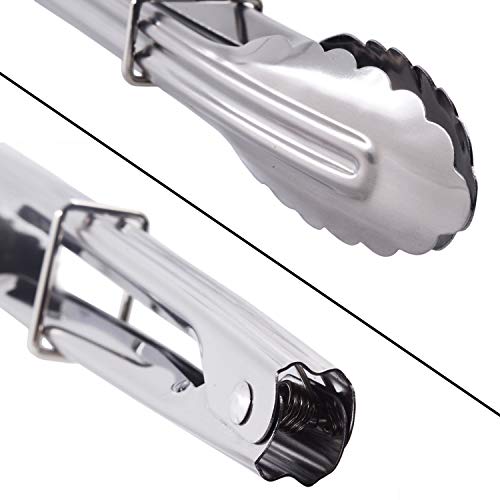 HINMAY Mini Stainless Steel Serving Tongs Small Tongs for Serving Food Cooking Salad Grilling (7-Inch 3 Pieces) - size: 7" 7" 7"