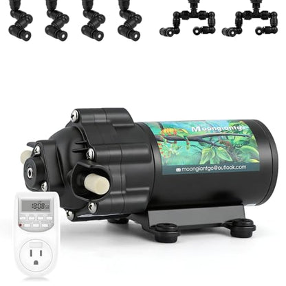 Moongiantgo Reptile Humidifier - Reptile Misting System with 4PCS 360°Adjustable Single Nozzles & 2PCS Double Nozzles and Timer Socket - Reptile Mister for Terrarium Lizard Chameleon Snake Frog Turtle