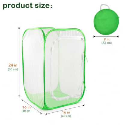 Pop Up Plant Tent, Zippered Mesh Grow Cage for Garden Pest Protection, Durable Reusable Plant Cover for Vegetables Fruits Flowers Against Birds & Insects for Outdoor Indoor Plants(16 x 16 x 24 Inches) - size: 16" x 16" x 24"