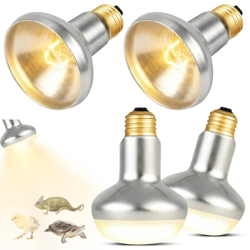 Retisee 4 Pack 100 Watt Heat Lamp Bulbs for Reptiles 120V UVA Simulated Natural Sunlight Heating Lamp Bulb Basking Light for Chickens, Bearded Dragon, Lizard, Gecko, Turtle