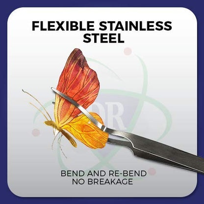 Entomology Forceps Set, One Long Points and One Short Broad Points Forcpes. Ideal for a delegate entomology work. Superlight flexible stainless-steel, construction. Set of 2.