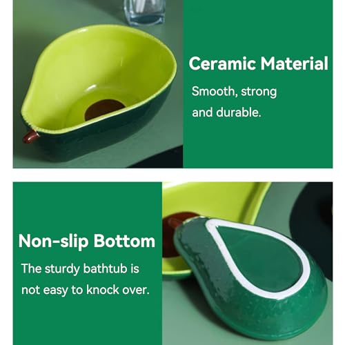 JSLZF Tree Frog Habitat Frog Water Bowl Dish Bathtub Tank Accessories Terrarium Decor Ceramic Aquarium Decoration Sturdy and Not Easy to Knock Over