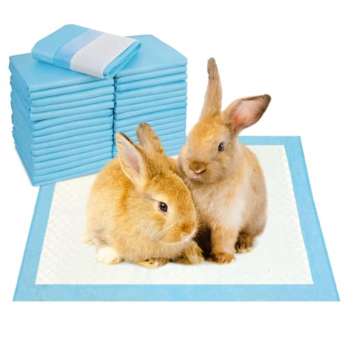 kathson 100PCS Rabbit Pee Pads 18"× 13" Disposable Cage Liners Super Absorbent Black Carbon Odor-Control Bunny Training Pad with Quick-Dry Surface for Bunny Guinea Pig Kitten Hedgehog Small Animals - size: Blue,100Pcs