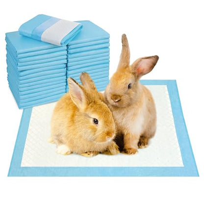 kathson 100PCS Rabbit Pee Pads 18"× 13" Disposable Cage Liners Super Absorbent Black Carbon Odor-Control Bunny Training Pad with Quick-Dry Surface for Bunny Guinea Pig Kitten Hedgehog Small Animals - size: Blue,100Pcs