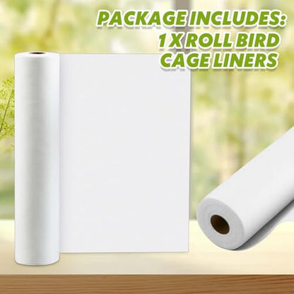 Drydiet 100 ft x 18 Inch Bird Cage Liner Disposable Parakeet Cage Liners Precut Absorbent Bird Paper Accessories for Pet Animal Parrot (White) - size: 100 ft x 18 Inch