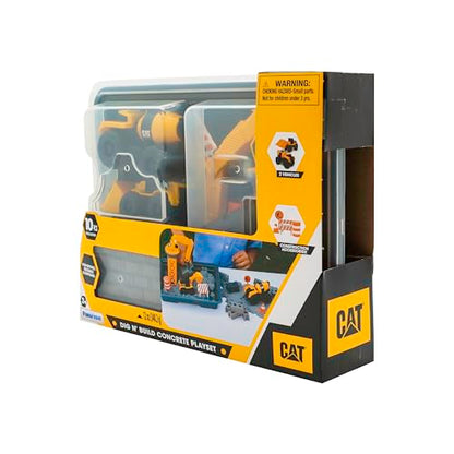 CAT Dig N Build Concrete Playset 12-oz Moldable Concrete Compound, Crane, 2 Little Machines Vehicles, Construction Molds & Easy-Cleanup Tray, Sensory STEM Kit for Kids Ages 3 + - style: Concrete