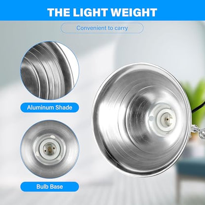 Simple Deluxe 100W Ceramic Reptile Heat Lamp Bulb & 150W Clamp Light with 8.5" Aluminum Reflector Combo for Amphibian Pets, Silver 2024 Version - size: 100 Watts, style: Bulb+Clamp Light