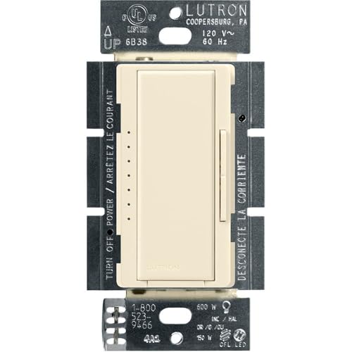 Lutron Maestro LED+ Dimmer Switch for Dimmable LED, Halogen and Incandescent Bulbs, 150W/150W/Single-Pole or Multi-Location, MACL-153M-AL, Almond - color: Almond, size: 1 Pack, style: Dimmer