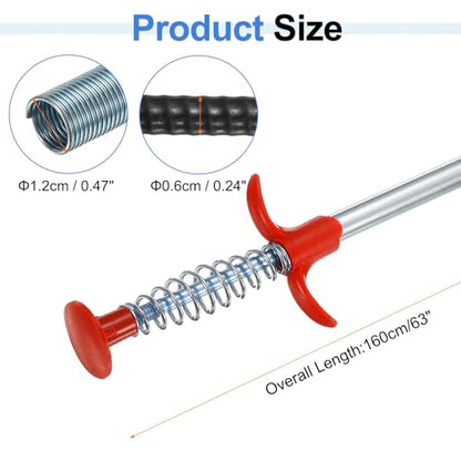 HARFINGTON Flexible Grabber Claw Pick Up Tool 0.47" Dia. 63" 4 Claws Stainless Steel Cleaning Hook Unclog Sink Sewer Hair Drain Cleaner Tool Sink Unclogger for Toilet Bathtub Sewer - size: 63"
