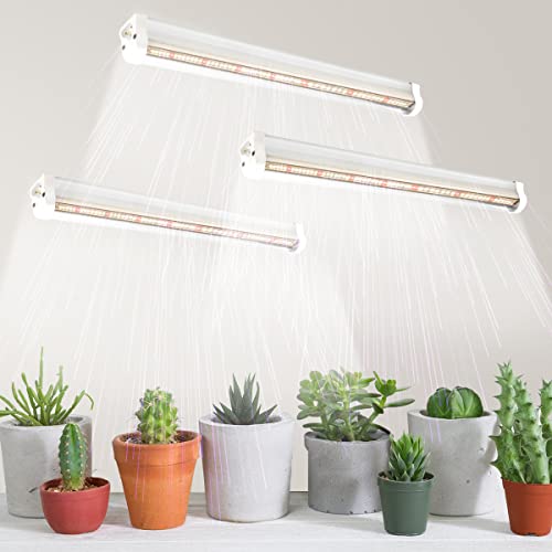 GYTF T5 LED Grow Lights, 1.4Ft 5000K Full Spectrum White Grow Lights for Indoor Plants Strip, Greenhouse Succulent Seed Starting, End-to-End Design - size: 3 Count (Pack of 1)