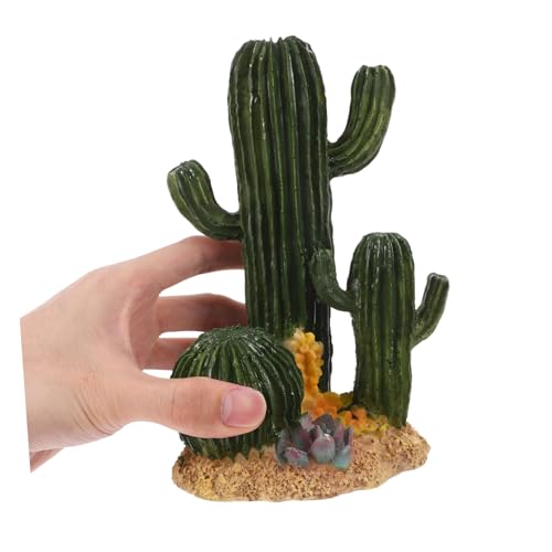 BESPORTBLE Reptile Cactus Terrarium Decoration Landscape for Turtle Lizard Reptile Habitats Realistic Desert Environment Convenient Cleaning Design