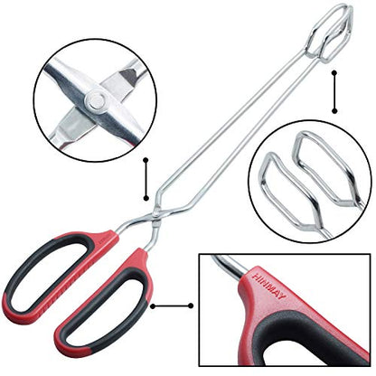 HINMAY Extra Long Scissor Tongs 16-Inch Stainless Steel Barbecue Grilling Tongs - color: Red, size: 16"