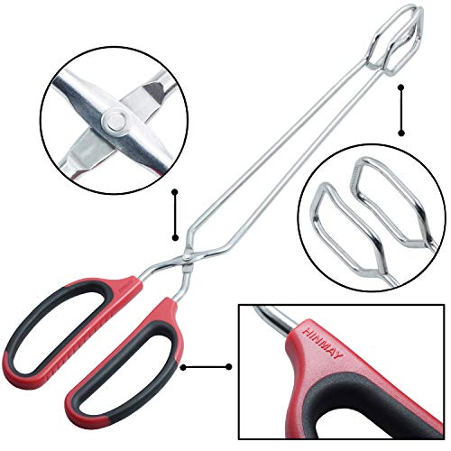 HINMAY Extra Long Scissor Tongs 16" Stainless Steel Barbecue Grilling Tongs - color: Red, size: 16"