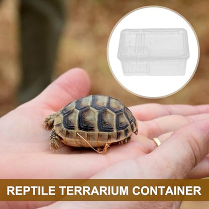 Toddmomy Clear Plastic Reptile Feeding Box with Breathable Holes Portable Snake Container Transparent Habitat for Turtles Lizards Bearded Dragons Frogs Easy-Clean Reptile Carrier Cage