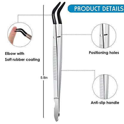 Woyrise 5Pcs Reptile Feeding Kit, 3Pcs Stainless Steel Feeding Tongs, Rubber Tipped Soft Tweezers, Bug Feeder Cricket Clamp, 2Pcs Reptile Food Dish Water Bowl for Reptiles,Gecko,Bearded Dragon, Spider
