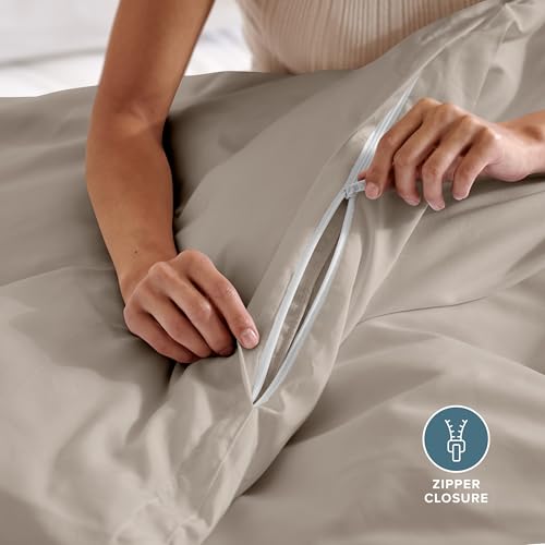 Bare Home Bedding Duvet Cover Extra Long Size - Premium 1800 Super Soft Collection - Lightweight, Cooling - Soft Breathable Bedding Duvet Cover (Twin/Twin XL, Khaki) - color: 11 - Khaki (No Comforter), size: Twin/Twin XL
