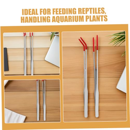 2pcs Straight Curved Tongs for Flexible Handling Safe Distance Feeding for Lizards Snakes and Aquarium Plants