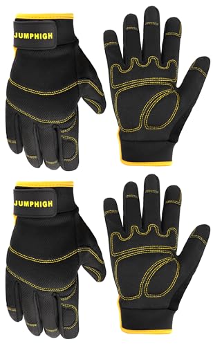 Work Gloves for Men 2 Pairs, Multi-Functional Light Duty Mechanic Gloves, Outdoor, Garden, Performance Fit, Touch Screen, Abrasion Resistant (XL) - color: Black, size: X-Large