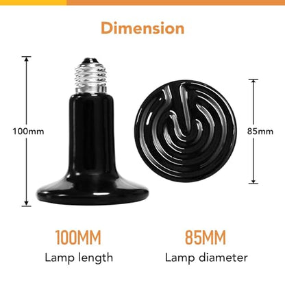 Simple Deluxe 100W 2-Pack Ceramic Heat Emitter Reptile Heat Lamp Bulb No Light Emitting Brooder Coop Heater for Amphibian Pet & Incubating Chicken - size: 100W, style: 2 Pack