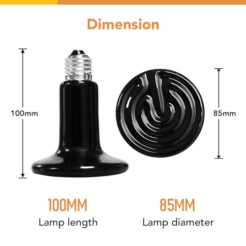 Simple Deluxe 100W 1-Pack Ceramic Heat Emitter Reptile Heat Lamp Bulb No Light Emitting Brooder Coop Heater for Amphibian Pet & Incubating Chicken - size: 100W
