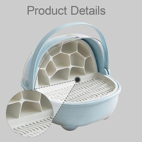 Silkworm Breeding Box Transparent Small Animal Feeding Container Removable Habitat Cage Portable Reptile Carrier with PP Material for Turtle Frog Snak, Blue - color: Blue