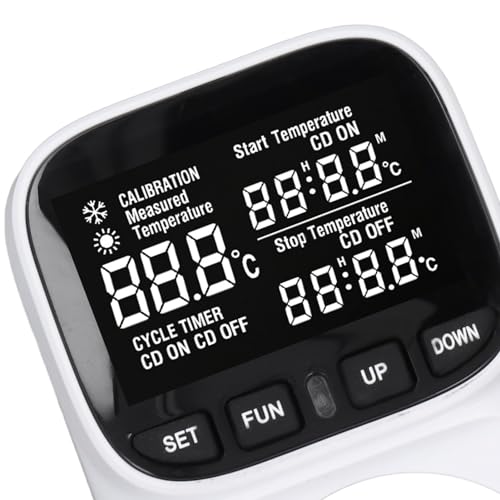 Digital Thermostat Outlet Temperature Controller 15A 110V with Backlit LCD Screen IP67 Probe for Greenhouse Reptile Incubator Brewing Refrigerator Heating Cooling