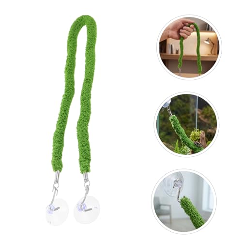 Toyvian Artificial Vines for Reptile Tank Green Plush and Plastic Climbing Rope with Suction Cup Hook for Stable Support, Flexible Realistic Jungle Vine Swing for Terrarium and Pet Habitat