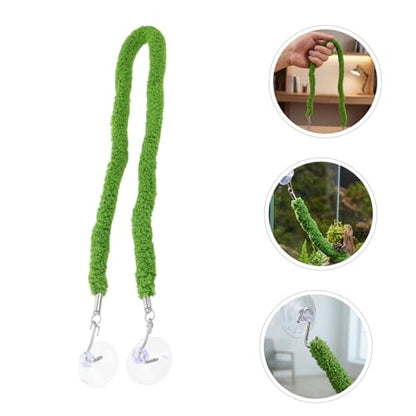 Toyvian Artificial Vines for Reptile Tank Green Plush and Plastic Climbing Rope with Suction Cup Hook for Stable Support, Flexible Realistic Jungle Vine Swing for Terrarium and Pet Habitat