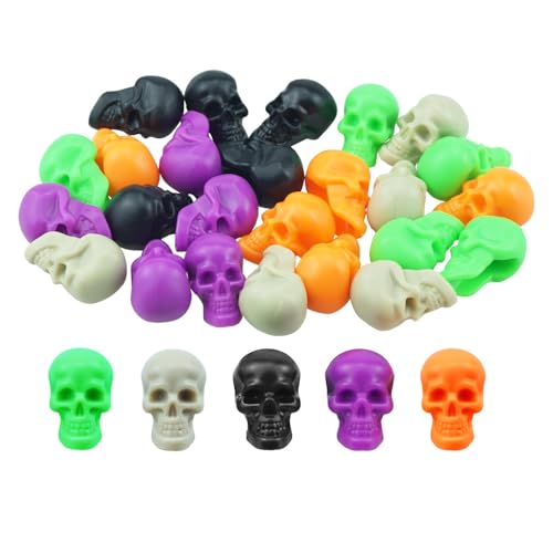 SaktopDeco Small Skull Mini Plastic Skull Heads Decor Halloween Skeleton Head for Crafts Bar Home Table Party Decorations