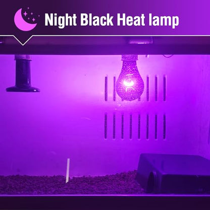 Leoterra 75W Reptile Night Heat Lamp (2 Pack) - Winter Heating for Ball Python, Leopard Gecko, Bearded Dragon - 20-40 Gallon Tank Purple Moonlight Bulb E26 2000+ Hours - style: Ambient Moonlight Aesthetic/Durable Heavy-Duty Construction /Premium Vacuum-Co