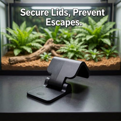 6 Pcs Aquarium Clips, Black Plastic Reptile Cage Locks, 0.7 in Terrarium Lid Latch