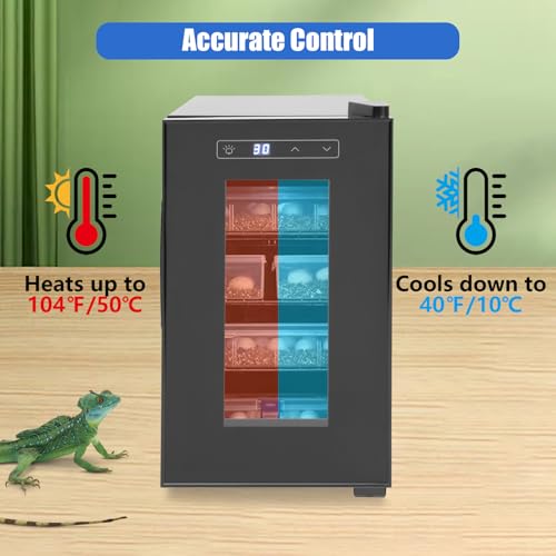 Reptile Incubator, 70W 6.08Gal Digital Incubator Cooling Small Reptiles Eggs Temperature Control Portable Scientific Lab Incubators with LED Touch Display Screen for Turtle Lizard Snake (70W) - size: 70W