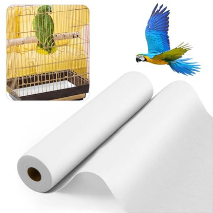 Drydiet 100 ft x 22 Inch Bird Cage Liner Disposable Cages Cushion Pad Mat Precut Absorbent Bird Cage Paper Large Parakeet Cage Liners Accessories for Pet Animal Bird Parrot (White) - size: 100 ft x 22 Inch