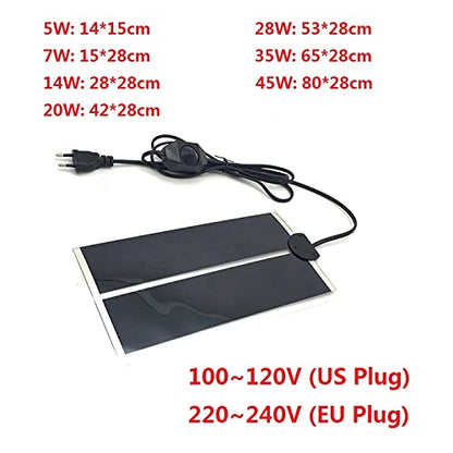 110V 220V Reptile Warm Mat Pet Heating Pad Electric Blanket for Incubator Aquarium 5W/7W/14W/20W/28W/35W/45W US Plug -45W - color: US Plug -45W