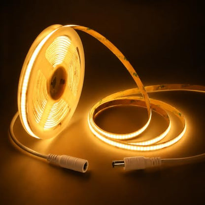 LED Strip Lights 24V COB Warm 3000K 16.4ft/5M (No Power Supply) | Super Bright, Dotless High Density 14W/m, 8mm Width Cuttable Flexible, Home DIY & Commercial Lighting - color: Warm 3000K (Only LED Strip)