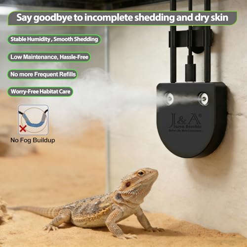 J&A Automatic Reptile Fogger Humidifier Temp Humidity Controller Terrarium | New-Gen Reptile Mister with Programmable Timer & Thermo-Hygrometer for Lizard, Snake, Jumping Spider Tanks, Grey & Black