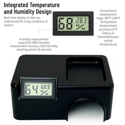 Small Reptile Hide,Gecko Hide Cave,Humid Hideout for Reptiles,With Humidification Groove,Temperature and Humidity Monitor,For Leopard Geckos,Lizards,Frog,Cornsnake-Small & Juvenile 5.51''×3.54''×2.2''