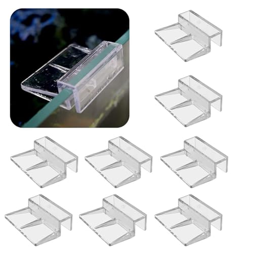 8 Pieces Aquarium Lid Clips, 6mm Clear Acrylic Fish Tank Lid Holder Cover Clamps for Rimless Glass Top, Fish Tank Cover, Hoods