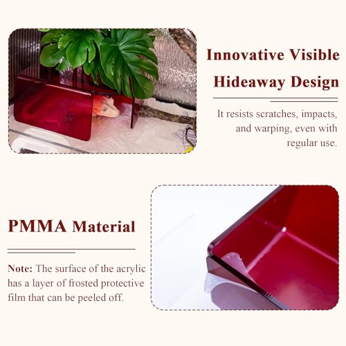 Visible Reptile Hide Box, PMMA Small Hideaway Snake Hide Enclosure, Easy to Clean Reptile Hides Cave for Leopard Geckos, Snakes, Lizards, Cornsnakes, Hamster - Small & Juvenilem (5.2 x 3.73 x 2.3 in) - size: Small