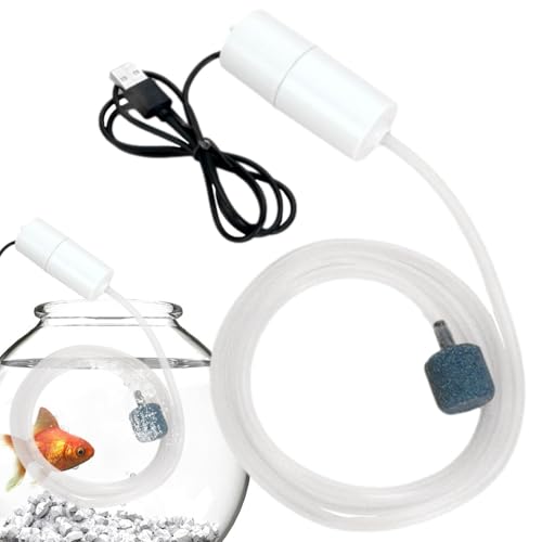 Mini Water Pump Submersible - Noiseless Submersible Water Pump with Stable Air Release | 5V Fish Charging Fishing Oxygenator USB Meet Oxygen Demand for Fishing Carrying Seafood - color: White
