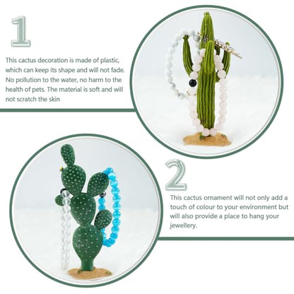 2Pcs Reptile Cactus Plants Terrarium Decoration Faux Reptile Terrarium Cactus Plant Landscape Decoration for Turtle Lizard