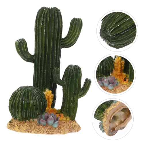 BESPORTBLE Reptile Cactus Terrarium Decoration Landscape for Turtle Lizard Reptile Habitats Realistic Desert Environment Convenient Cleaning Design