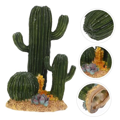 BESPORTBLE Reptile Cactus Terrarium Decoration Landscape for Turtle Lizard Reptile Habitats Realistic Desert Environment Convenient Cleaning Design
