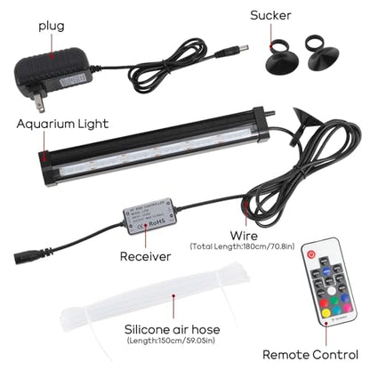 Submersible Bubble Aquarium Light：RGB Aquarium Light with Remote Control Oxygenator for Saltwater Coral Growth - 9 Inch Waterproof Fish Tank Light Designed for Aquarium Breeders - size: 9 inch Nanoscale Bubbles