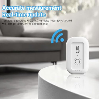 DAYBETTER Smart WiFi Thermometer Hygrometer, 2.4G Indoor Temperature Humidity Sensor with Real-Time Alerts By Daybetter App,Temperature Humidity Monitor for Home Nursery Greenhouse Pet 1pack - size: 1PACK