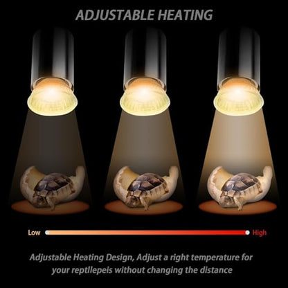 50W UVA Bulbs 4-Pack, Fit E26 Heat Reptile Lamp, Light Turtle Heat Lamp for Reptiles and Amphibian Tanks, Terrariums and Cages, Works with Various Lamp Fixtures,for Lizards, Snakes, Turtles