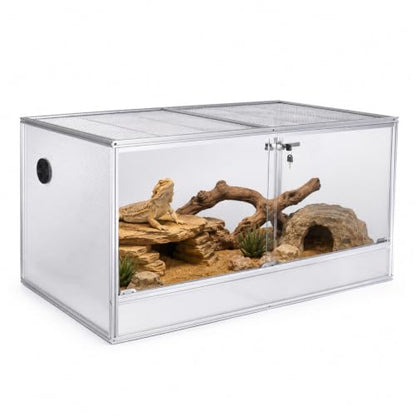 120 Gallon Bearded Dragon Tank, 48x24x24 Reptile Enclosure, Silver - color: Silvery