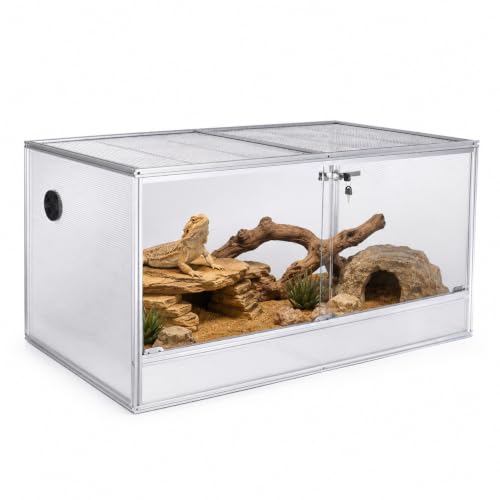 120 Gallon Bearded Dragon Tank, 48x24x24 Reptile Enclosure, Silver - color: Silvery