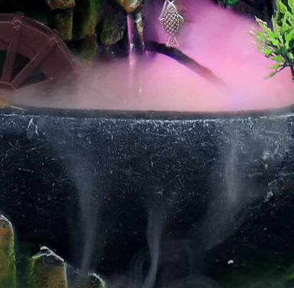 Indoor Tabletop Fountains ， Rockery, Water,Fisherman, Plants, Desktop Fountain, atomizing humidifier Fountain, Home Office Desktop Decorations, Automatic Pump with Power Switch