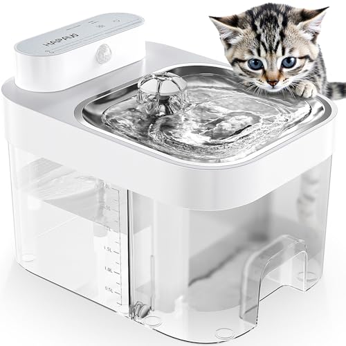 Cat Water Fountain, Wastewater Separation & No Filter Cotton, Pet Water Dispenser with 101oz/3L Large Capacity Tank, Wireless Automatic Water Fountains for Cats Indoor Cat Watering Supplies - color: White